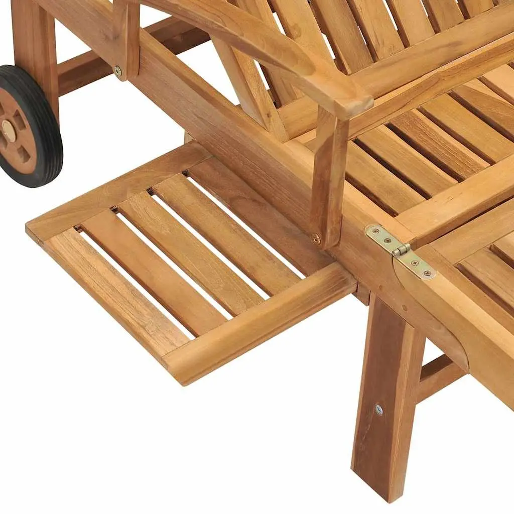 Sun Lounger with Table Adjustable Backrest Wheels Outdoor Garden Furniture Brown