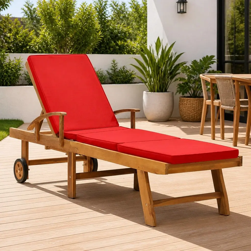 Sun Lounger with Wheels for Outdoor Use