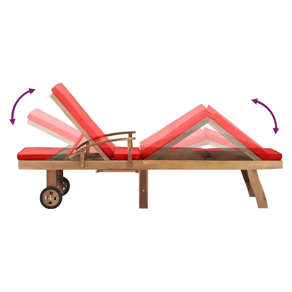 Sun Lounger with Wheels for Outdoor Use