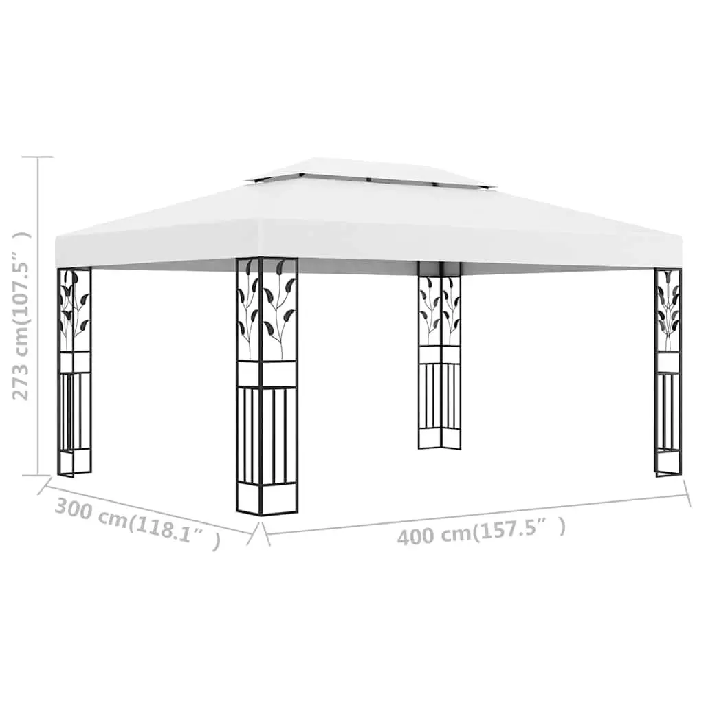 Outdoor Garden Canopy Double Roof White 3x4m Gazebo Water Resistant Shelter