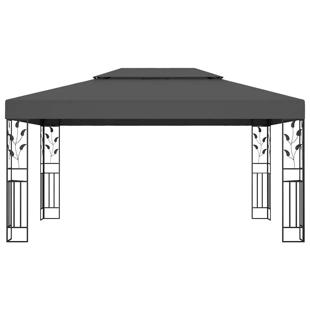 Gazebo Double Roof 3x4m Anthracite Powder-coated Steel Outdoor Garden Canopy Sunshade Pavilion