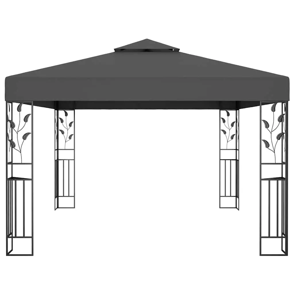 Gazebo Double Roof 3x4m Anthracite Powder-coated Steel Outdoor Garden Canopy Sunshade Pavilion