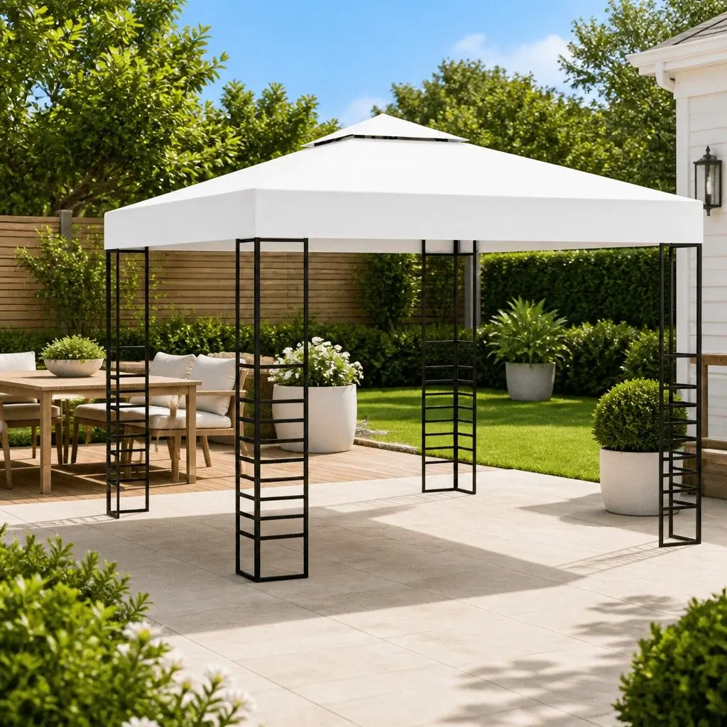 Garden Marquee Steel Frame 3x3m White Canopy Gazebo