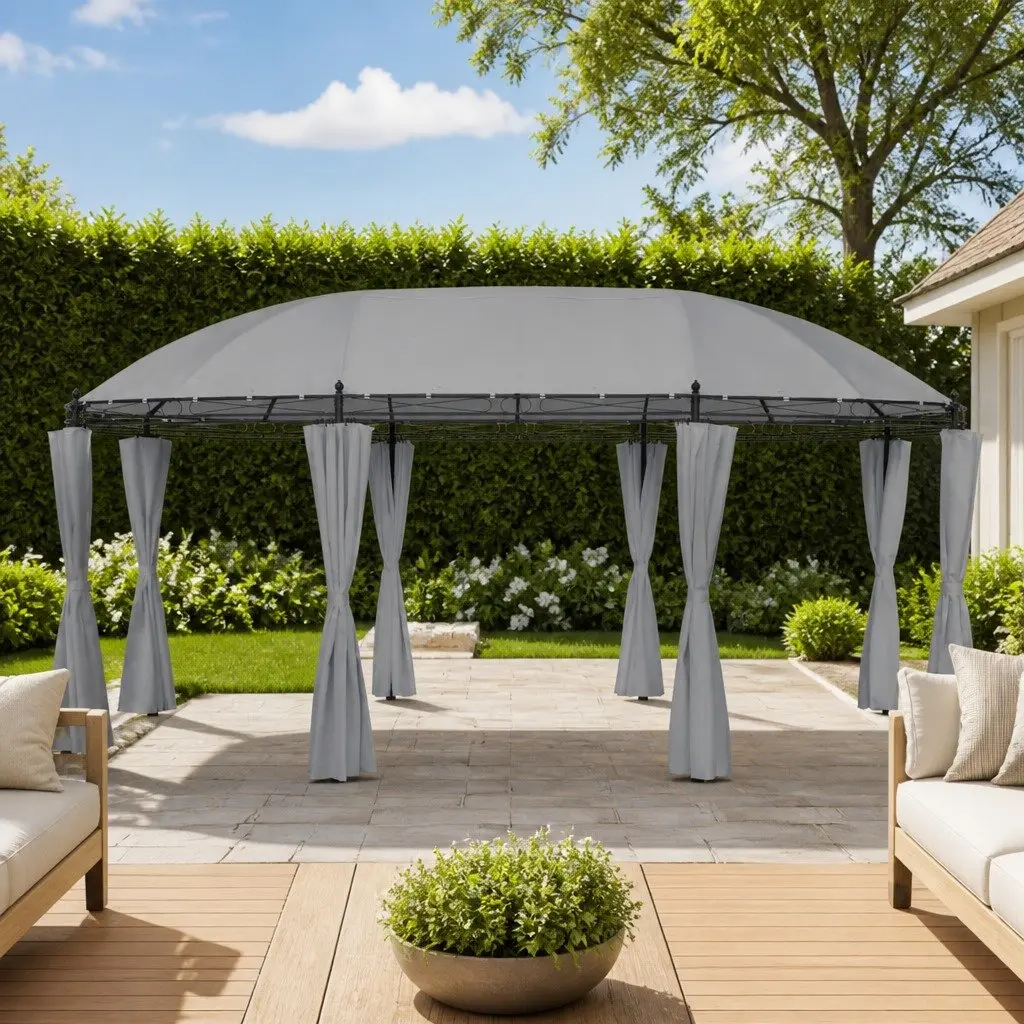 Gazebo Powder-coated Steel Frame 520x349x255 cm Anthracite Outdoor Garden Canopy Shelter