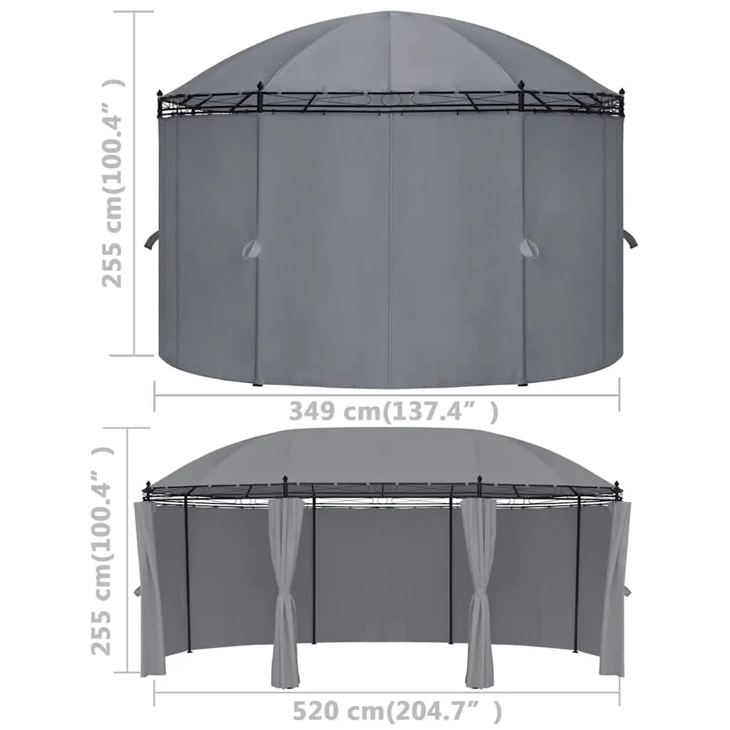 Gazebo Powder-coated Steel Frame 520x349x255 cm Anthracite Outdoor Garden Canopy Shelter