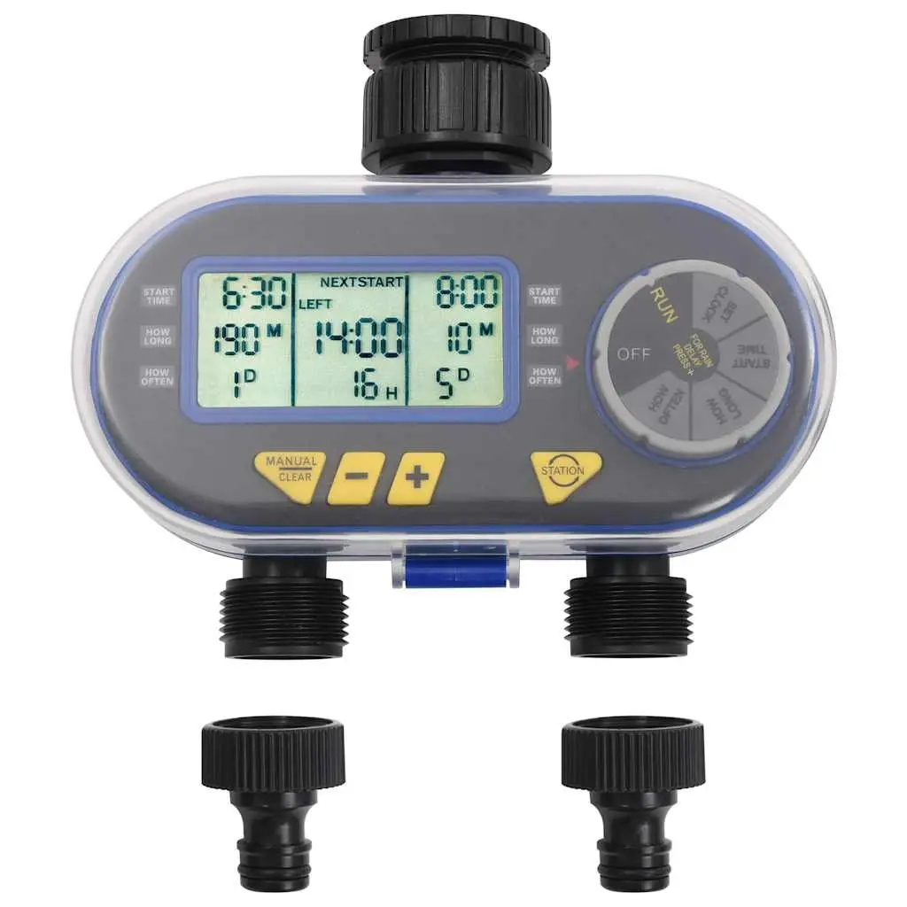 Automatic Sprinkler Controller Digital Dual Outlet Water Timer for Garden Lawn