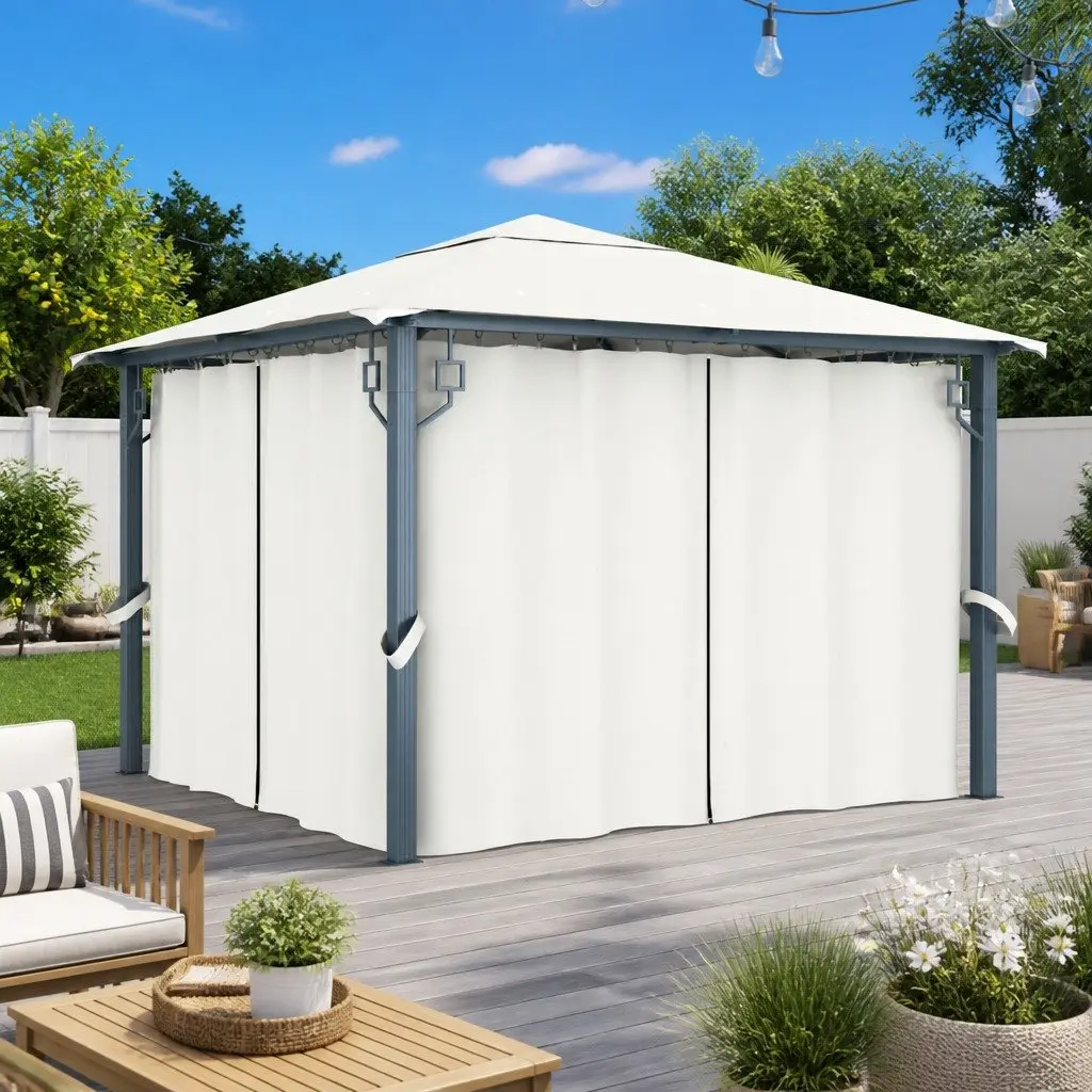 Gazebo Oxford Fabric Aluminium Steel 300x300 cm Cream