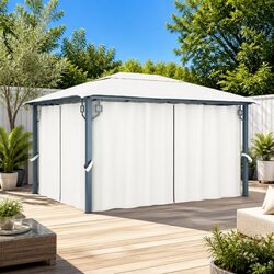 Functional Gazebo with Cream Curtains for Any Outdoor Event