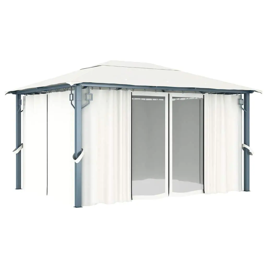 Gazebo Oxford Fabric 400x300 cm Cream Outdoor Canopy Pavilion with Curtains