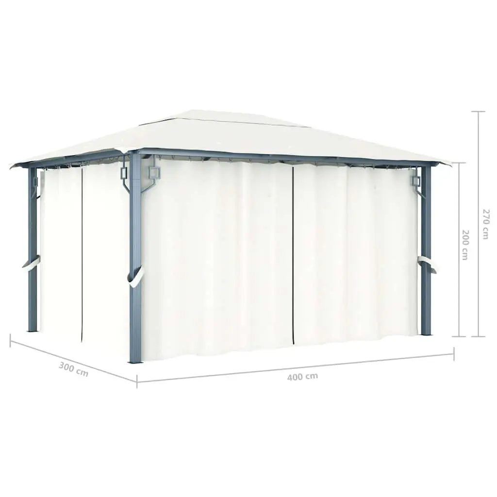 Gazebo Oxford Fabric 400x300 cm Cream Outdoor Canopy Pavilion with Curtains
