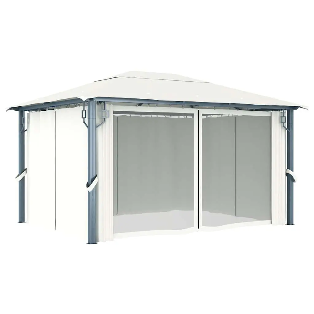 Gazebo Oxford Fabric 400x300 cm Cream Outdoor Canopy Pavilion with Curtains