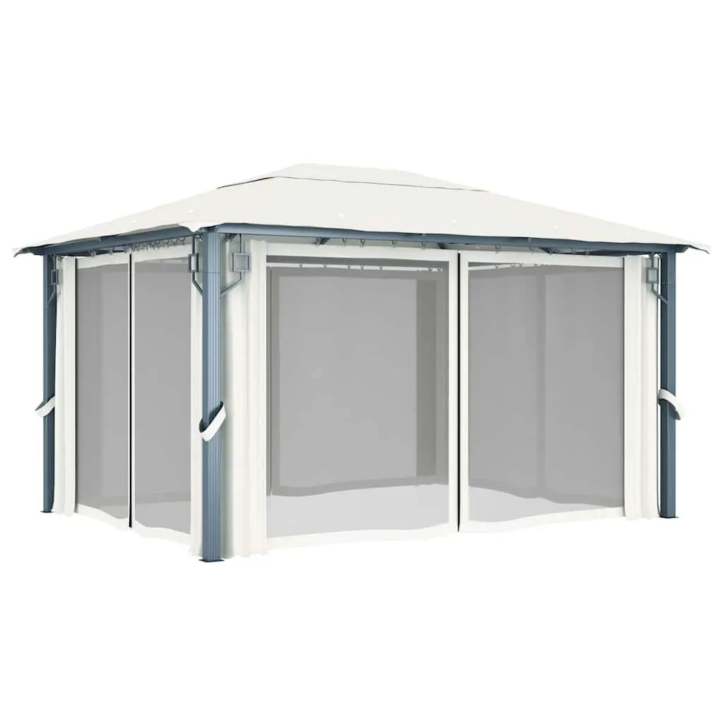 Gazebo Oxford Fabric 400x300 cm Cream Outdoor Canopy Pavilion with Curtains