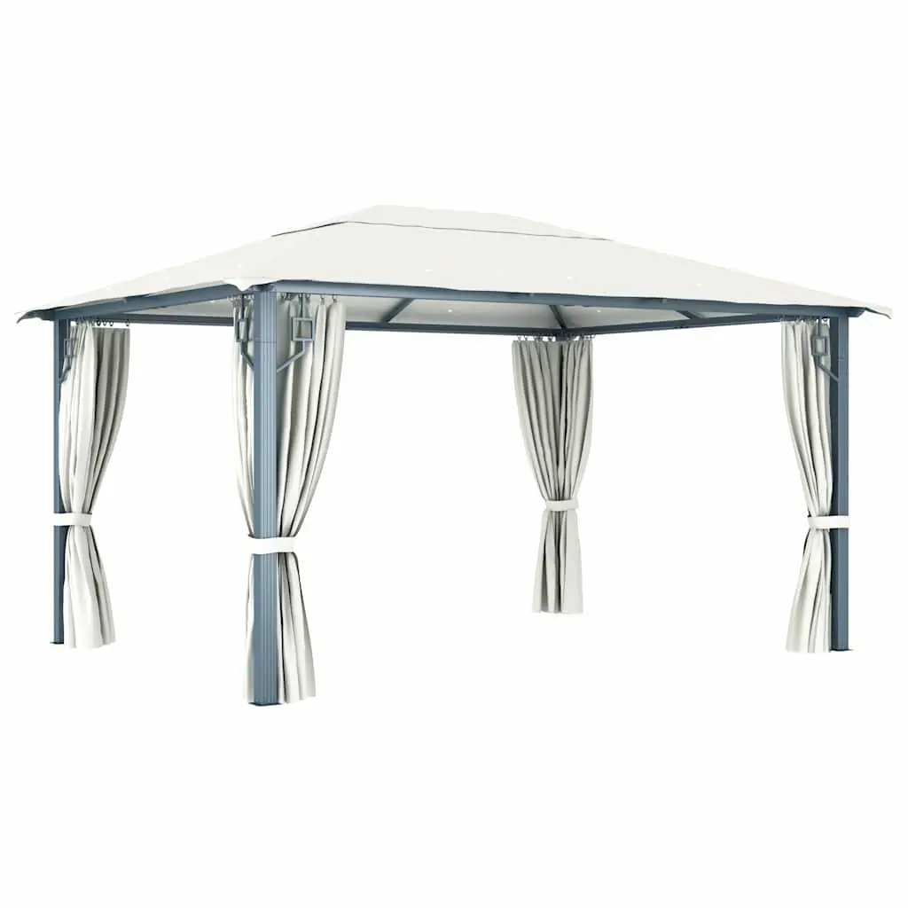 Gazebo Oxford Fabric 400x300 cm Cream Outdoor Canopy Pavilion with Curtains