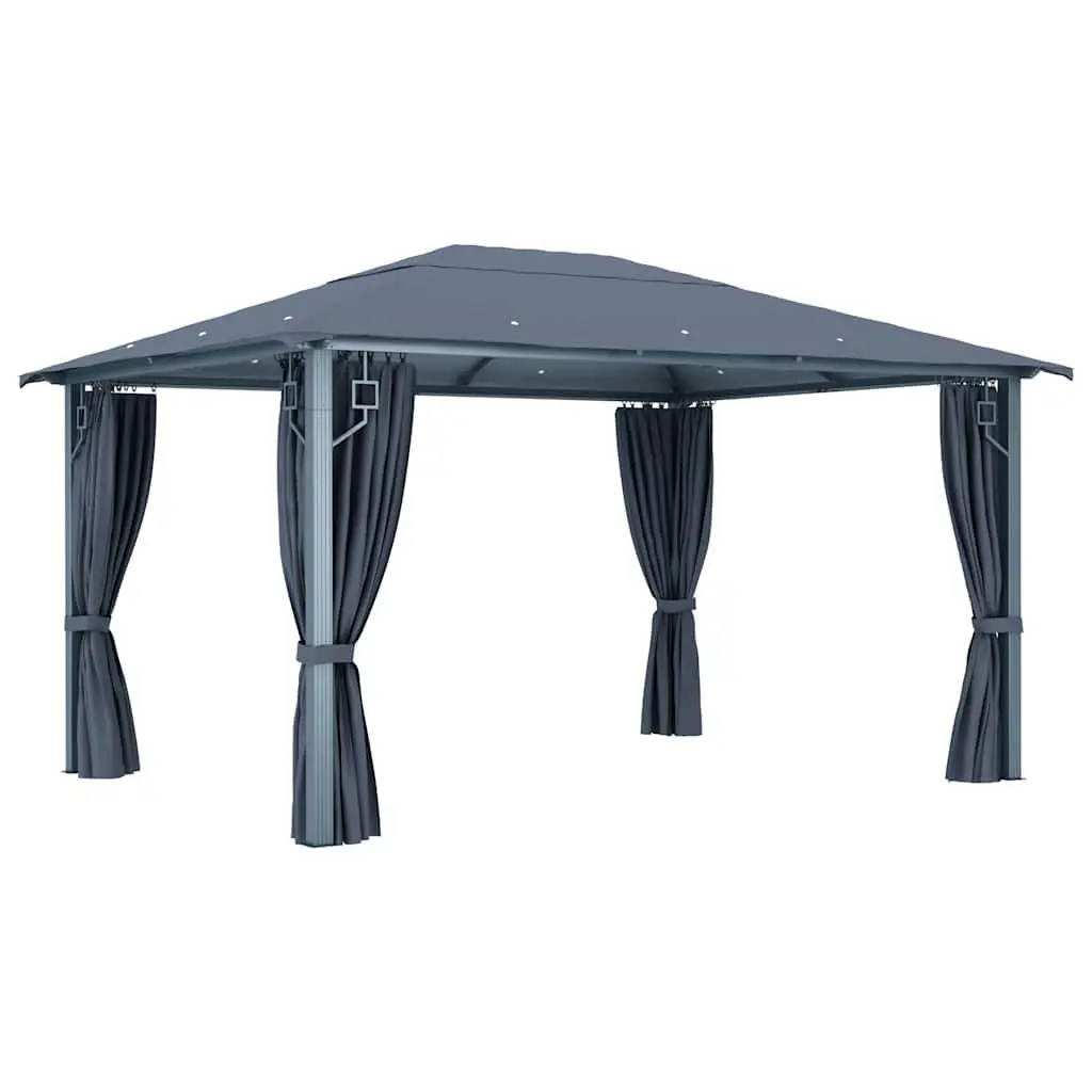 Gazebo Canopy Oxford Fabric 400x300 cm Anthracite Aluminium Steel Frame with Curtains Sidewalls Mesh Screens