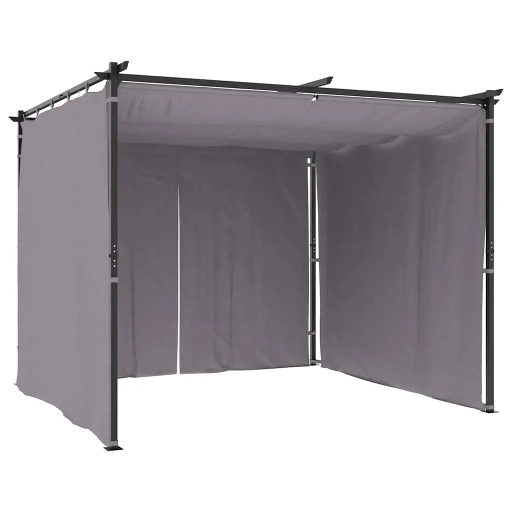 Gazebo Steel Frame 3x3 m Anthracite Outdoor Shelter with Curtains