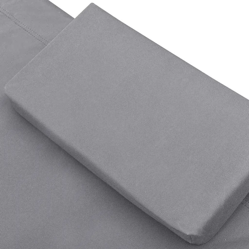 Outdoor Sun Lounger Bed with Canopy Pillow Grey Garden Patio Relaxation