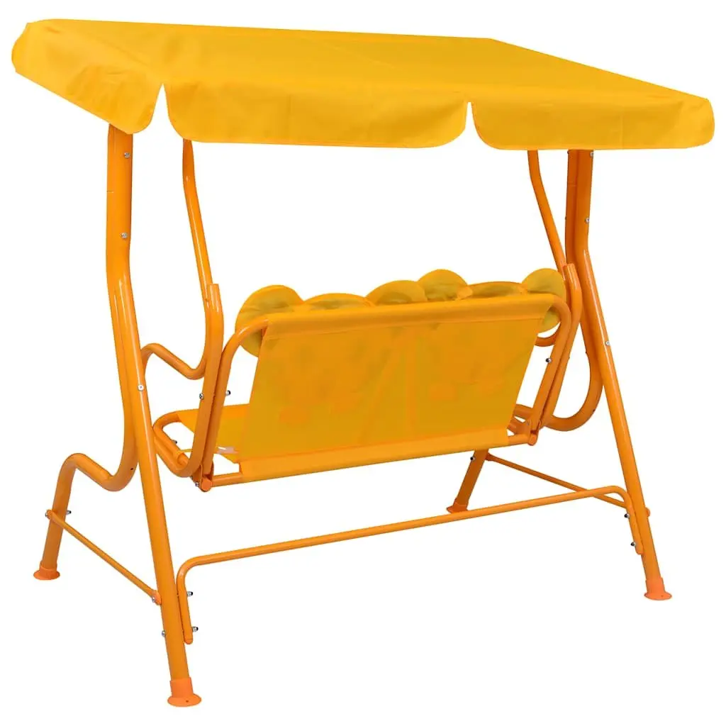 Kids Swing Bench Yellow Heavy Duty Steel Frame Outdoor Garden Patio Seat with Canopy 115x75x110cm