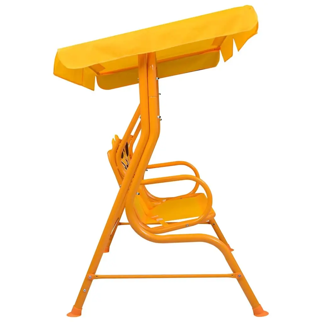 Kids Swing Bench Yellow Heavy Duty Steel Frame Outdoor Garden Patio Seat with Canopy 115x75x110cm