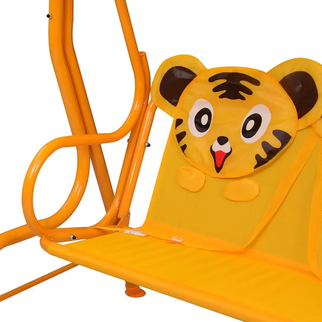Kids Swing Bench Yellow Heavy Duty Steel Frame Outdoor Garden Patio Seat with Canopy 115x75x110cm
