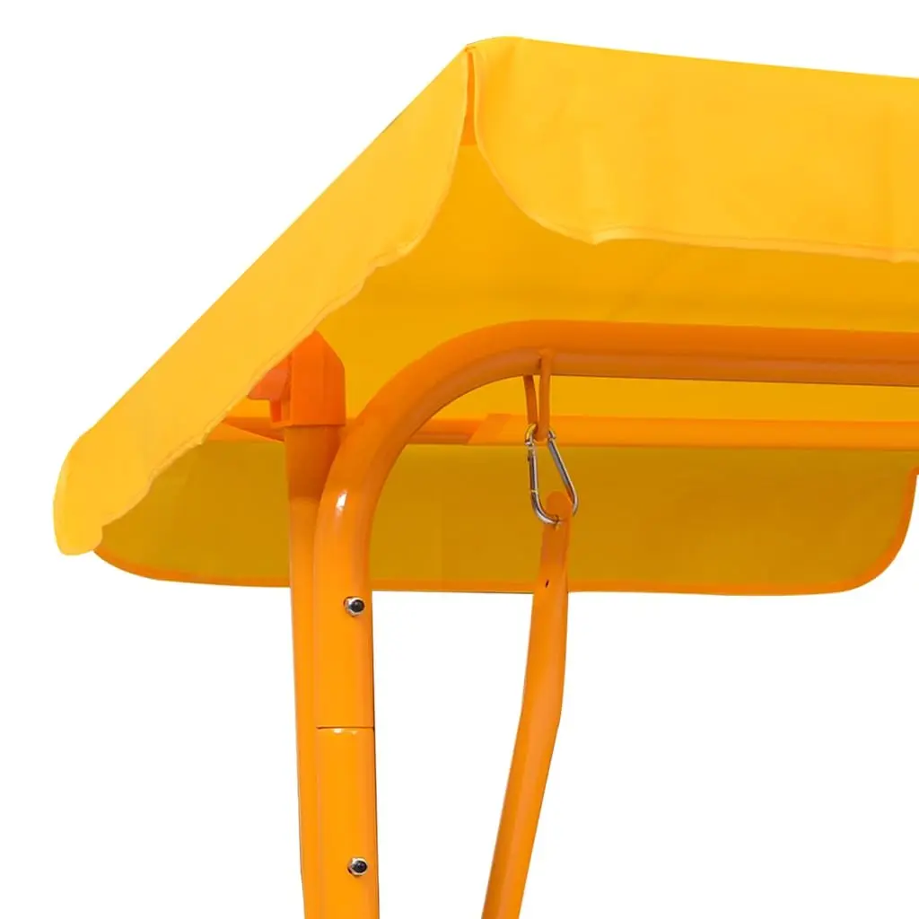 Kids Swing Bench Yellow Heavy Duty Steel Frame Outdoor Garden Patio Seat with Canopy 115x75x110cm