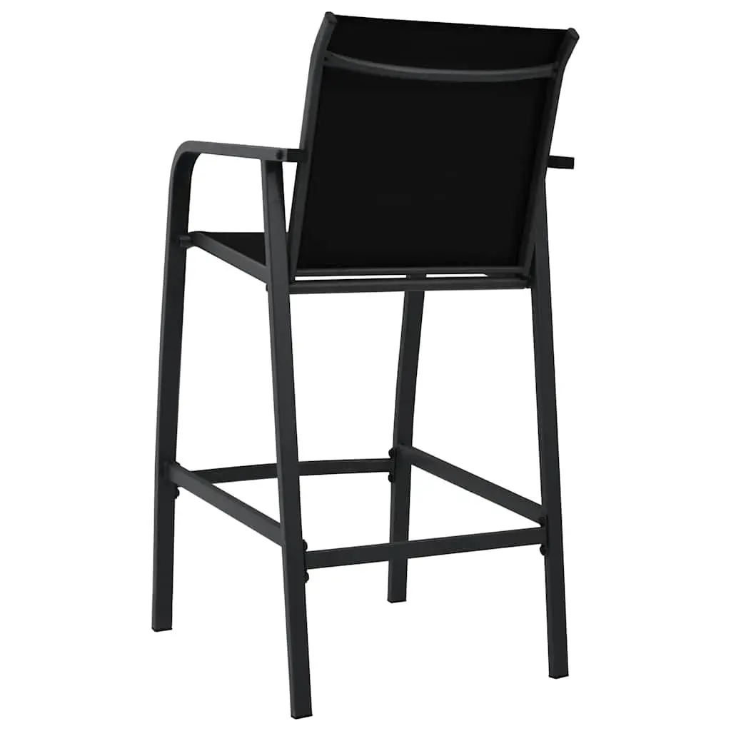 Outdoor Bar Chairs Steel Frame Weather-Resistant Textilene Set of 2 Black