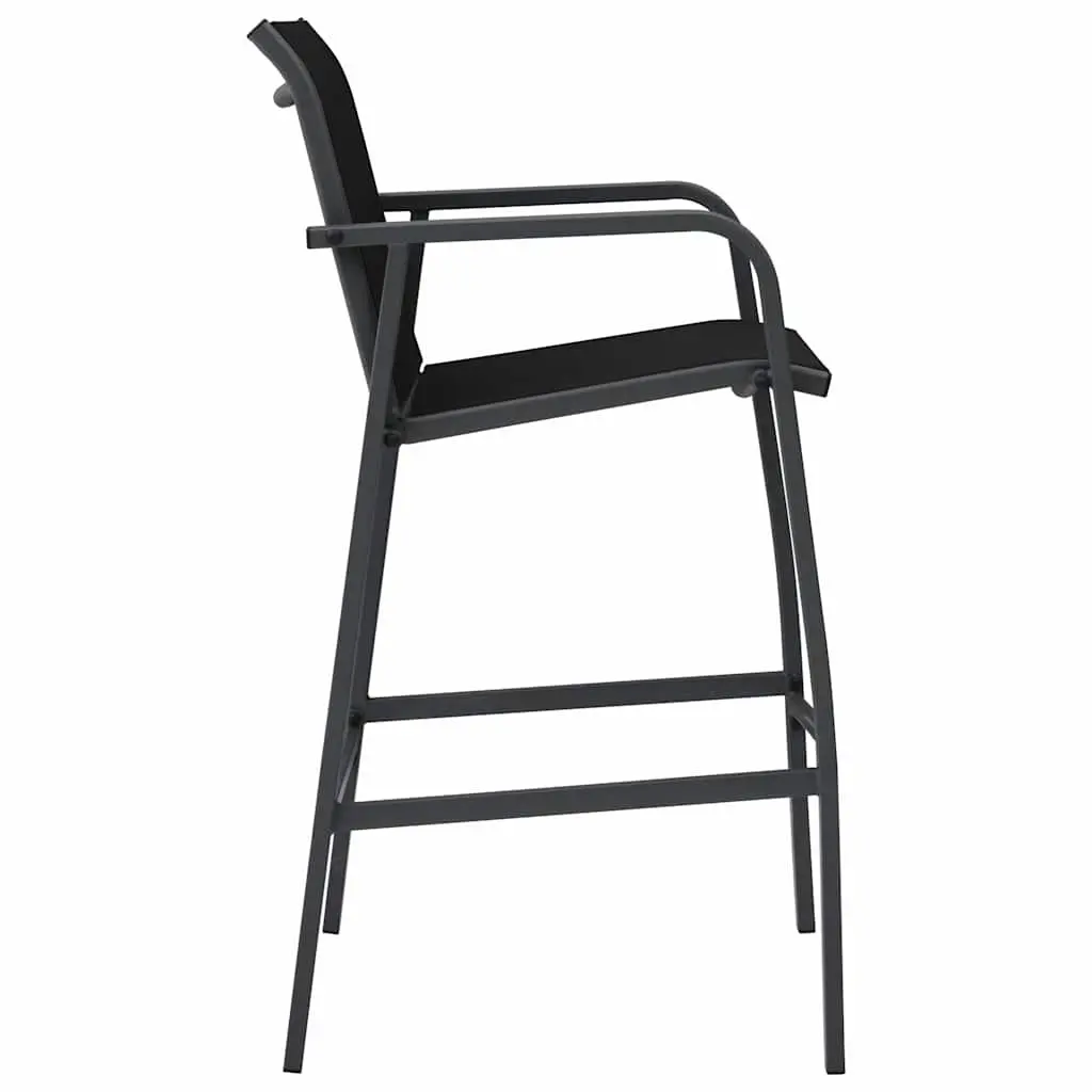 Outdoor Bar Chairs Steel Frame Weather-Resistant Textilene Set of 2 Black