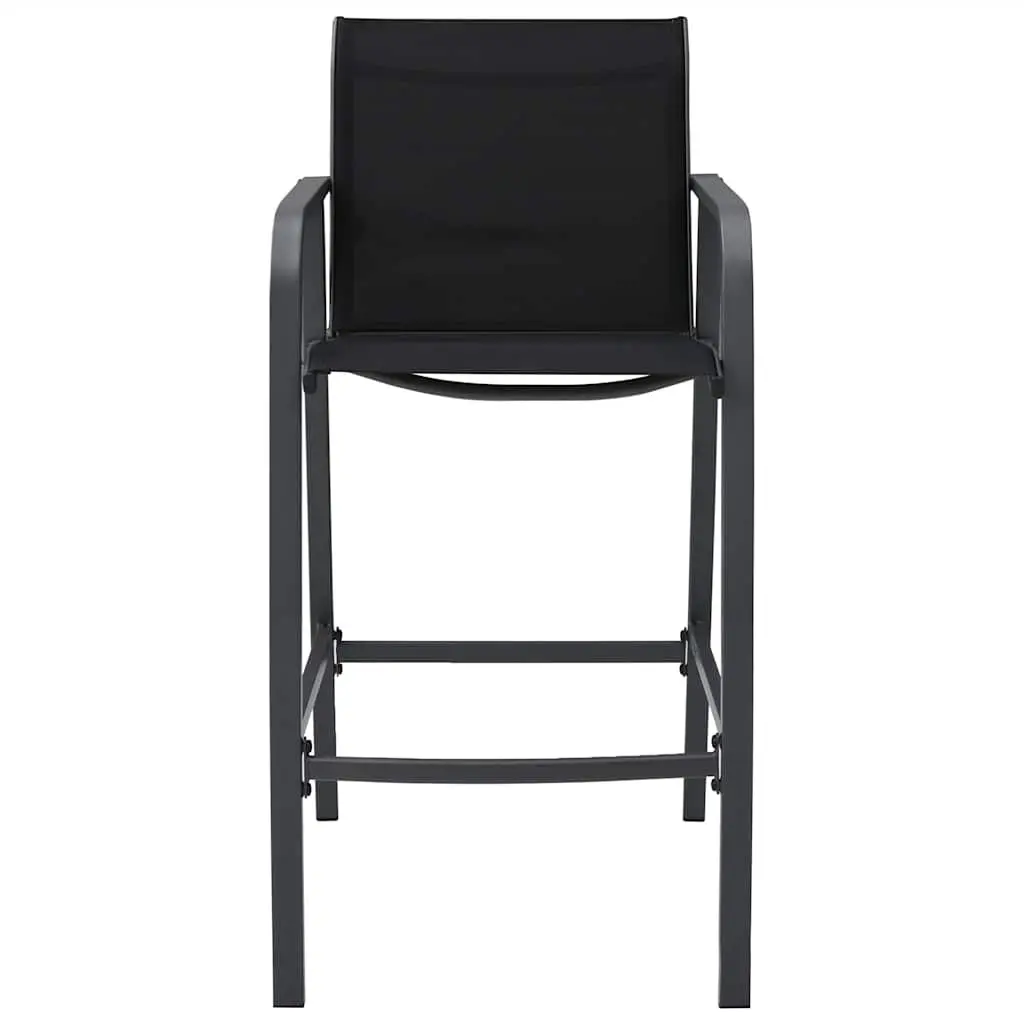 Outdoor Bar Chairs Steel Frame Lightweight Black Textilene 4 Piece Set