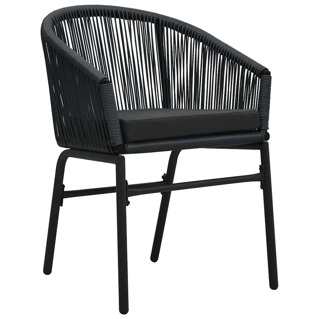 Outdoor Chairs Set PE Rattan Steel Frame 2 Piece Black