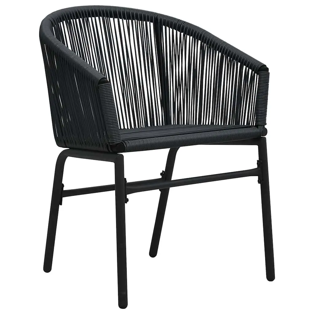 Outdoor Chairs Set PE Rattan Steel Frame 2 Piece Black