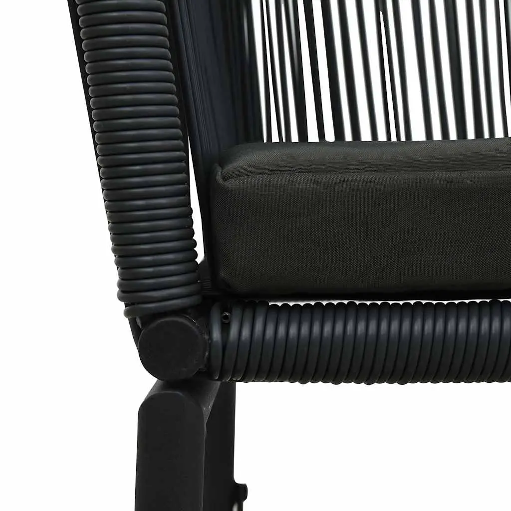 Outdoor Chairs Set PE Rattan Steel Frame 2 Piece Black
