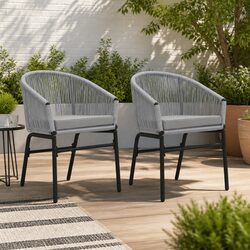 Functional 2-Piece Grey Outdoor Chair Set with Cushions