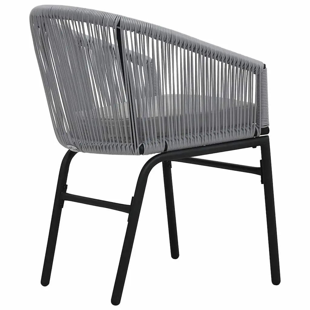 Outdoor Chairs PE Rattan Steel Frame 2 Piece Grey Garden Seating with Cushions