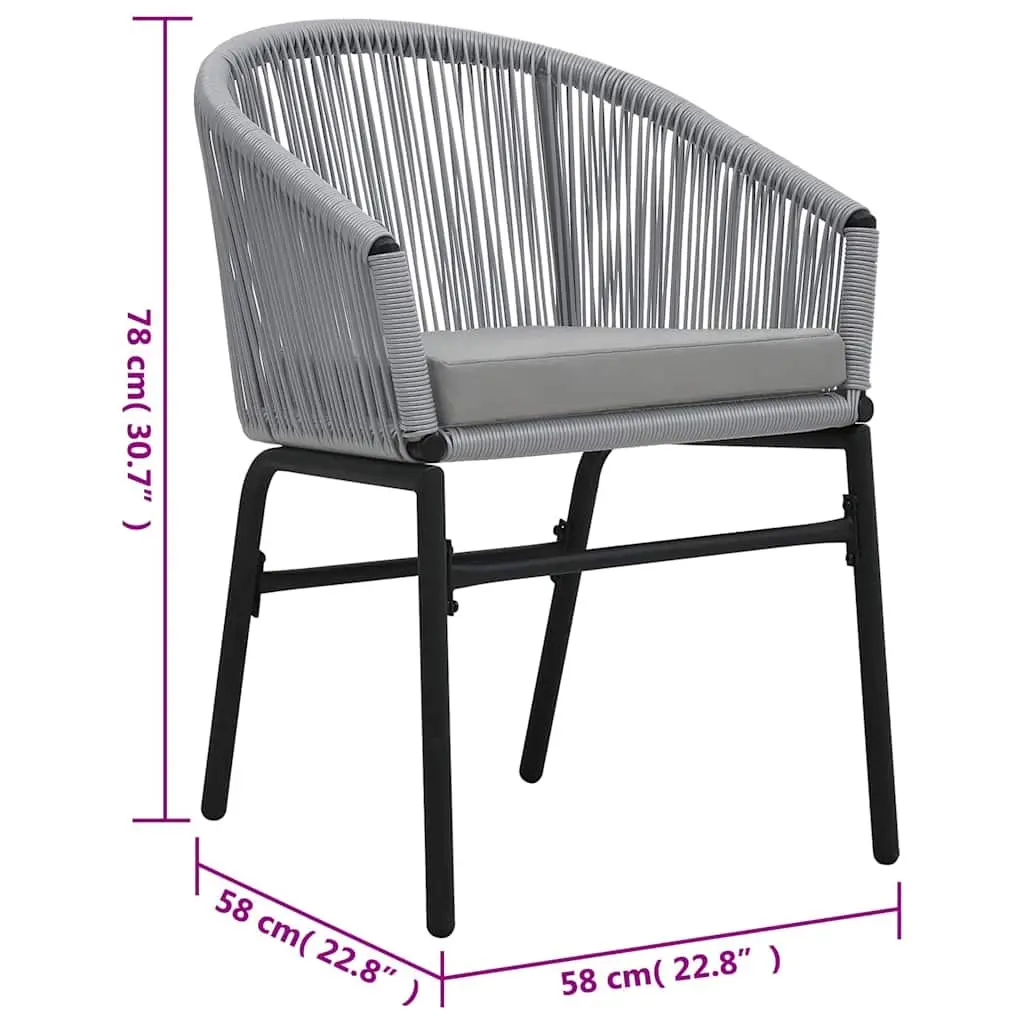 3 Piece Bistro Lounge Set Outdoor PE Rattan Grey Chairs Side Table with Cushions