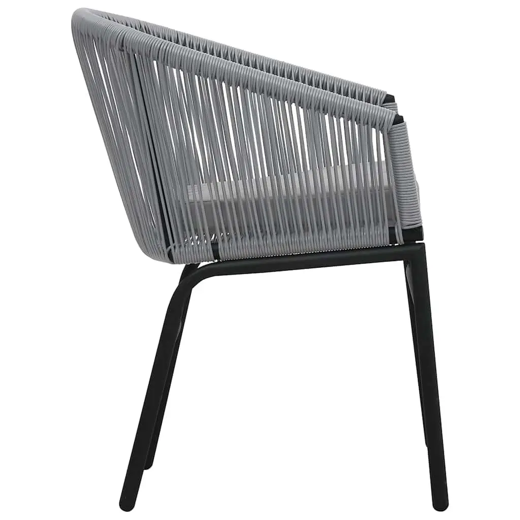3 Piece Bistro Lounge Set Outdoor PE Rattan Grey Chairs Side Table with Cushions