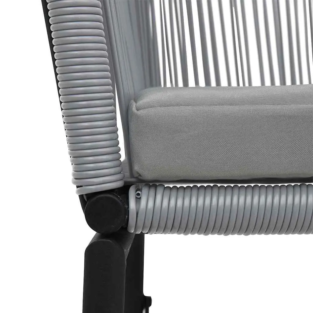 3 Piece Bistro Lounge Set Outdoor PE Rattan Grey Chairs Side Table with Cushions
