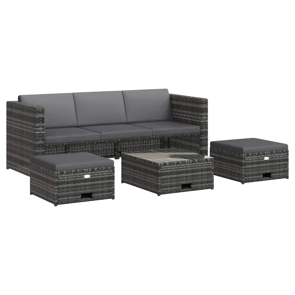 Garden Lounge Set 4 Piece Outdoor Furniture Poly Rattan Sofa Table Cushions