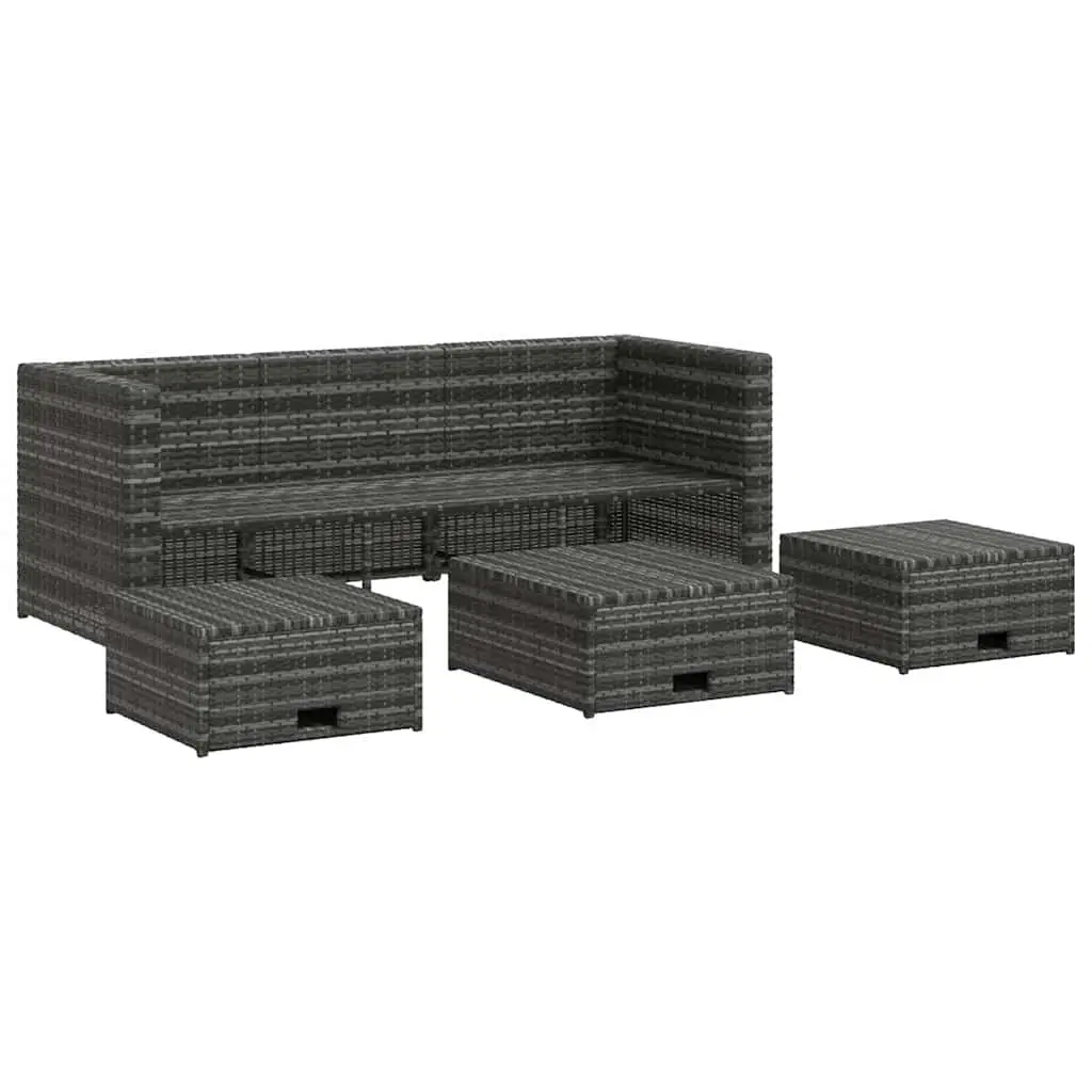 Garden Lounge Set 4 Piece Outdoor Furniture Poly Rattan Sofa Table Cushions