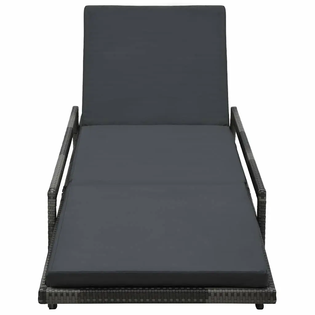 Sun Lounger PE Rattan Adjustable Reclining Lounge Chair Grey Powder-coated Steel Frame