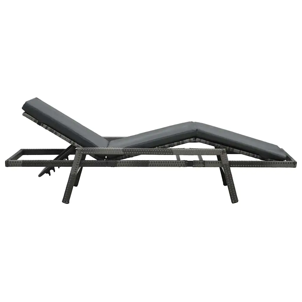 Sun Lounger PE Rattan Adjustable Reclining Lounge Chair Grey Powder-coated Steel Frame