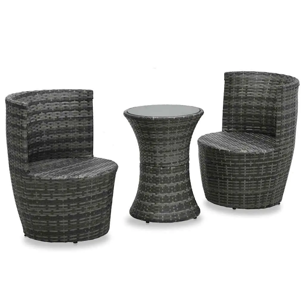 3 Piece Bistro Set Outdoor Patio Garden Furniture Rattan Table Chairs Cushions