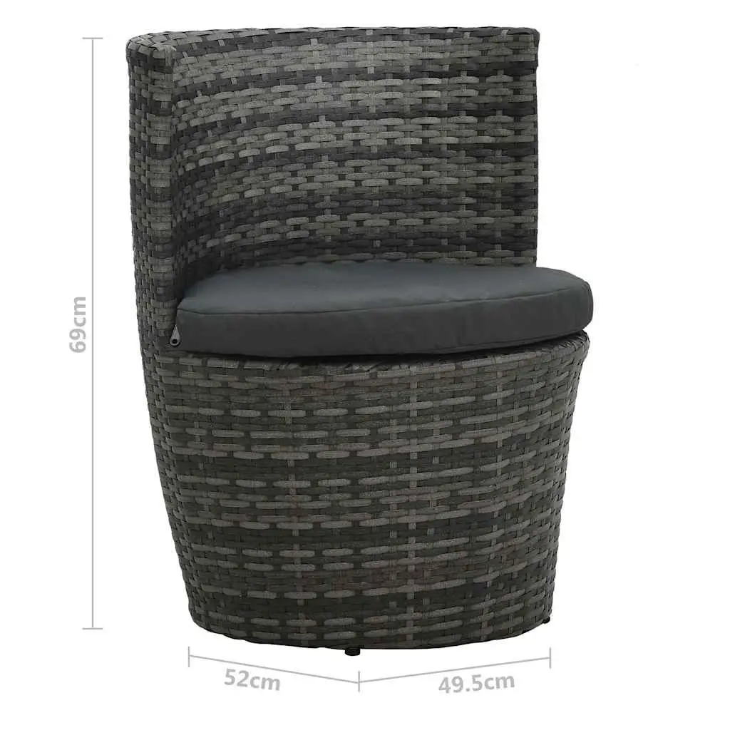 3 Piece Bistro Set Outdoor Patio Garden Furniture Rattan Table Chairs Cushions