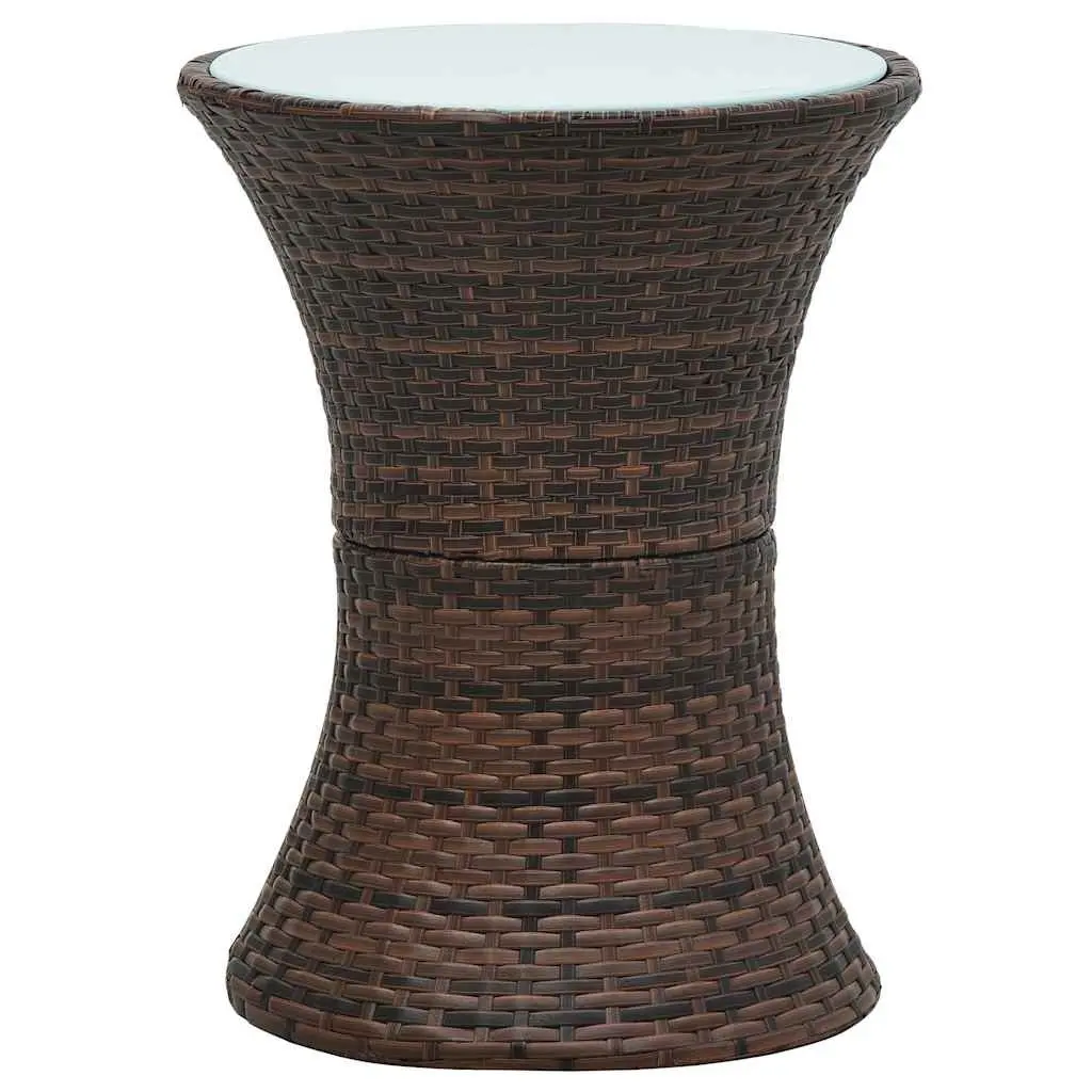 Drum Shape Side Table Hand-Woven Poly Rattan Brown Weather Resistant Outdoor Furniture