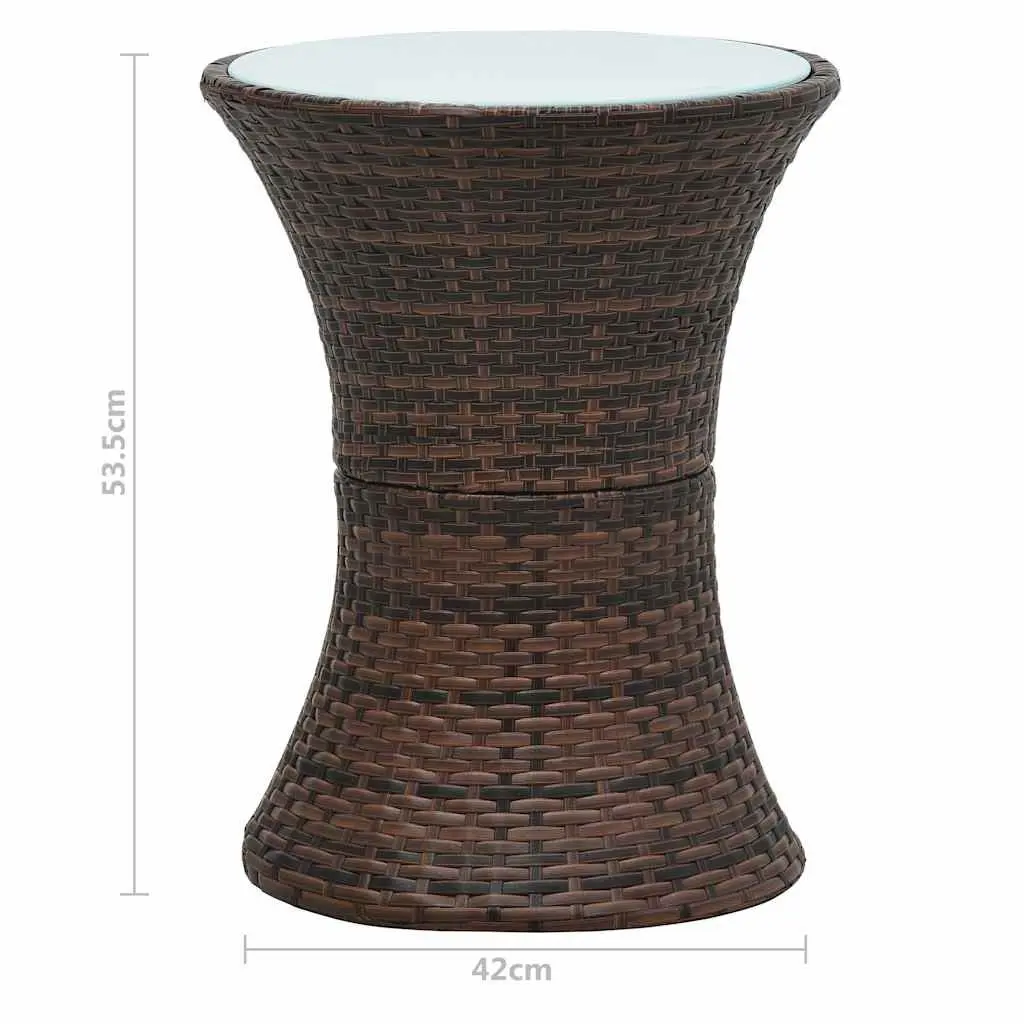 Drum Shape Side Table Hand-Woven Poly Rattan Brown Weather Resistant Outdoor Furniture