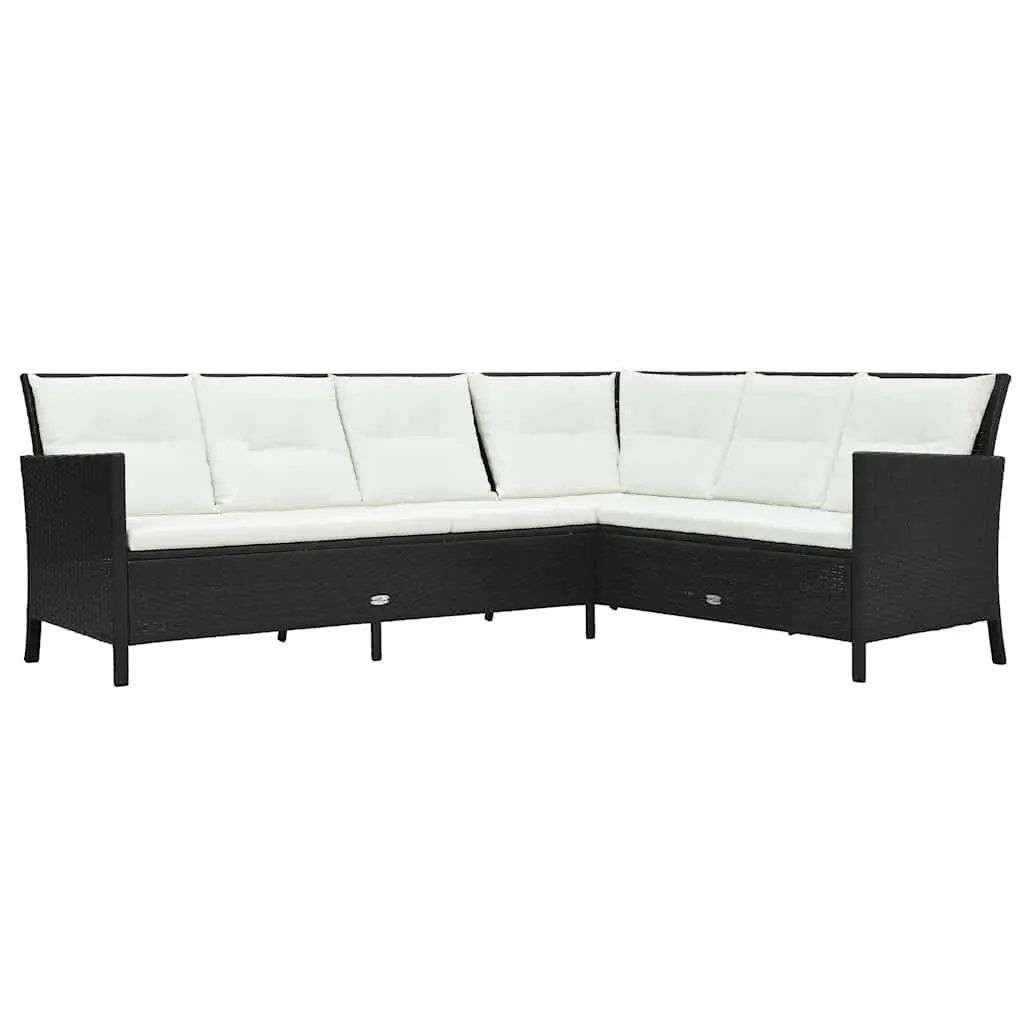 3 Piece Outdoor Lounge Set Weather-Resistant PE Rattan Black Patio Sofa Bench Table