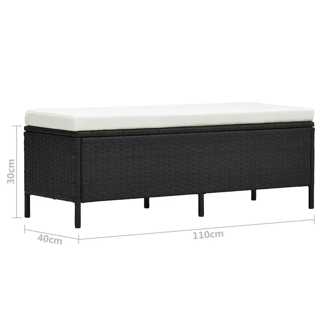 3 Piece Outdoor Lounge Set Weather-Resistant PE Rattan Black Patio Sofa Bench Table