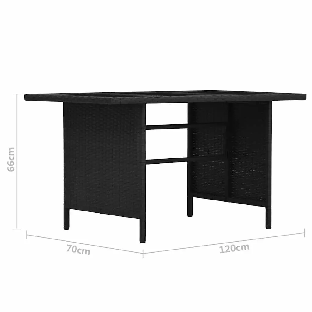 3 Piece Outdoor Lounge Set Weather-Resistant PE Rattan Black Patio Sofa Bench Table