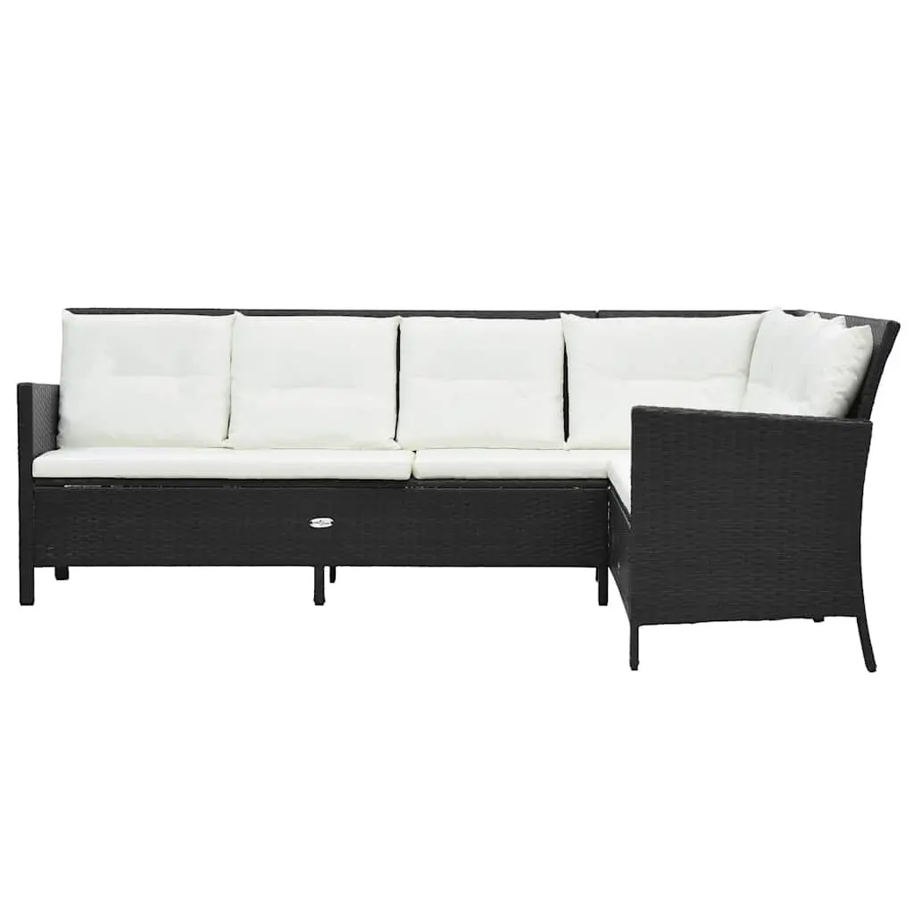 3 Piece Outdoor Lounge Set Weather-Resistant PE Rattan Black Patio Sofa Bench Table