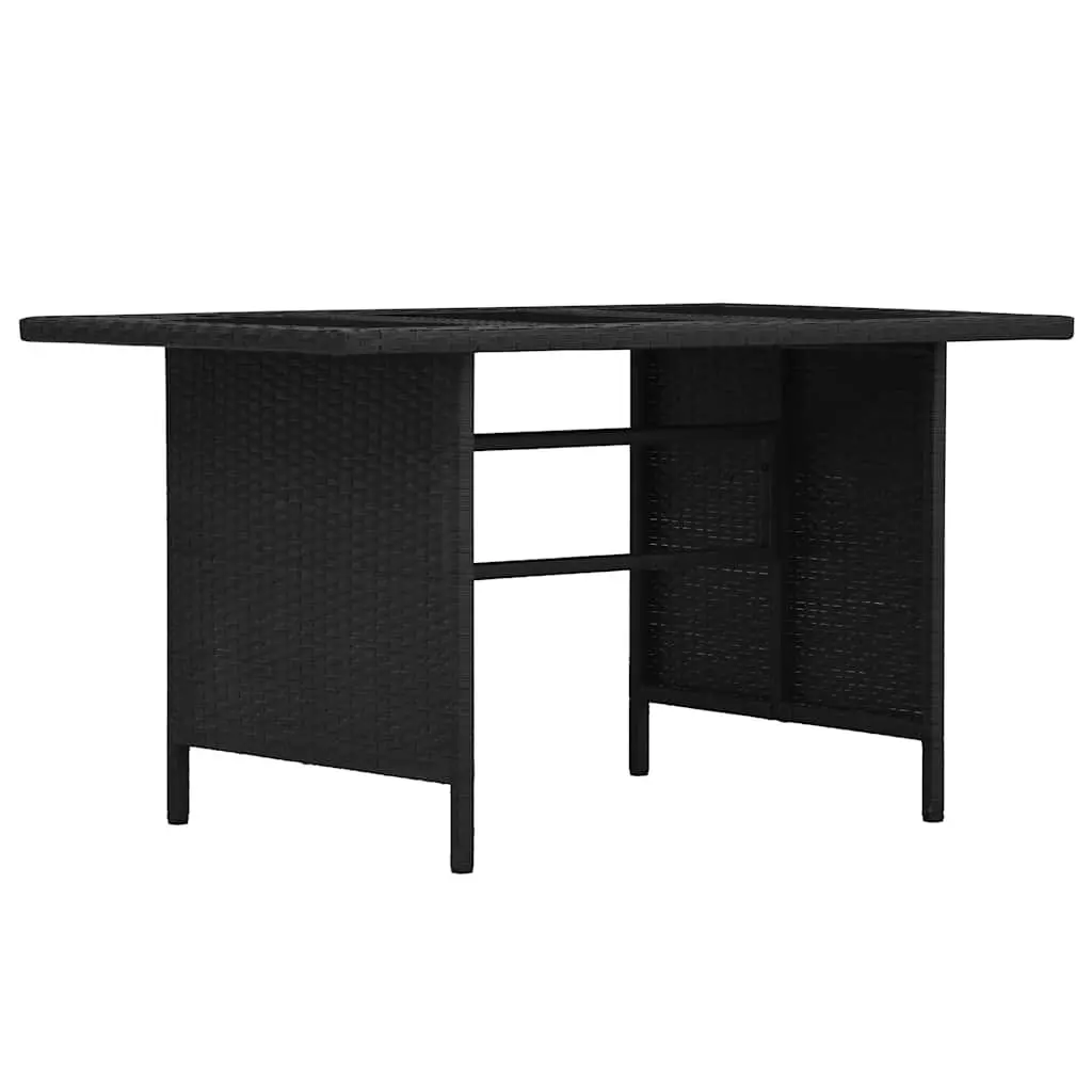 3 Piece Outdoor Lounge Set Weather-Resistant PE Rattan Black Patio Sofa Bench Table