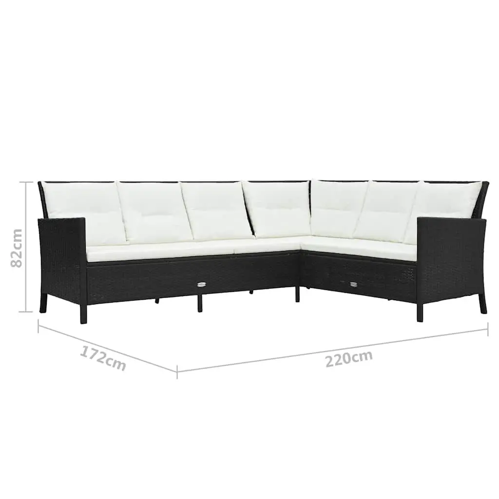 3 Piece Outdoor Lounge Set Weather-Resistant PE Rattan Black Patio Sofa Bench Table