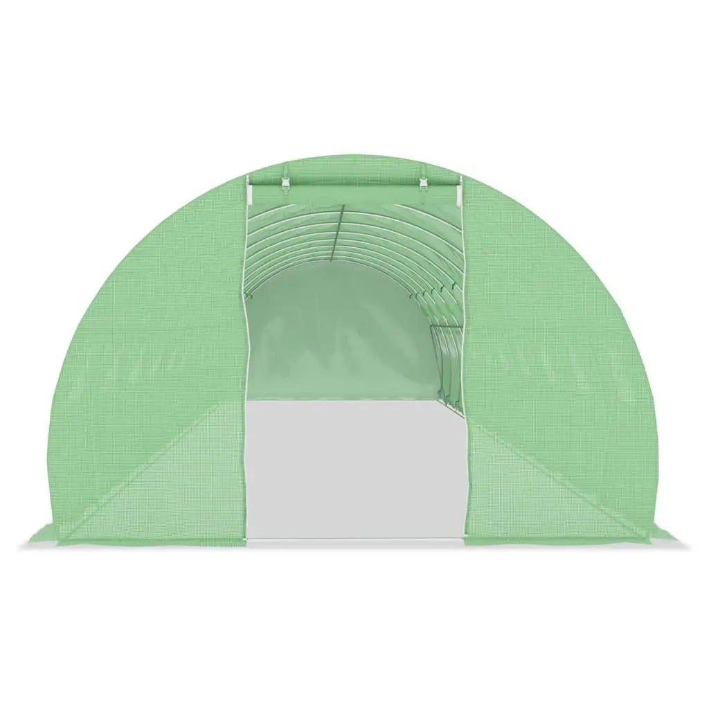 Greenhouse Outdoor Plant House 15x3x2m Durable PE Mesh Fabric Galvanised Steel Frame with Ventilation Windows and Door 45m²
